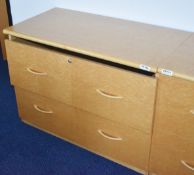 1 x Burr Maple Two Drawer Office Storage Cabinet - H73 x W100 x D50 cms - Ref: FF115 U - CL544 -