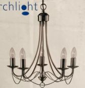 1 x Searchlight Maypole Pendant in an Antique Brass finish - Ref: 6345-5AB - New And Boxed Stock - M