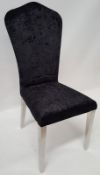 6 x STYLISH BLACK CRUSHED VELVET DINING TABLE CHAIRS - CL408 - Location: Altrincham WA14