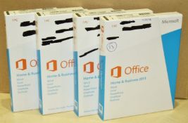 4 x Microsoft Office 2013 Home and Business - Genuine Windows Office 2013 Medialess Product Keys
