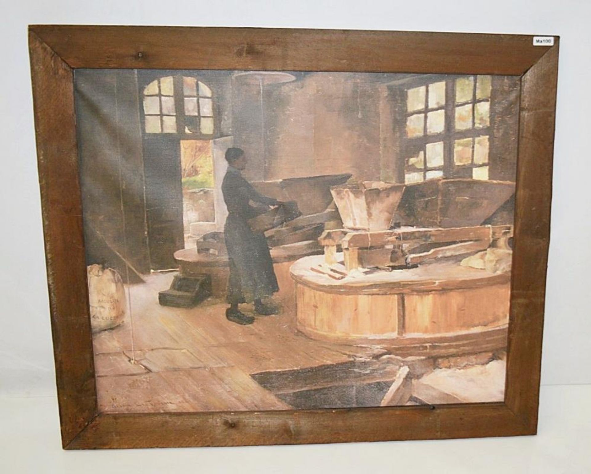 1 x Large Framed Canvas Print Depicting A Flour Mill - Dimensions: 126.5 x H117cm - Removed From A L