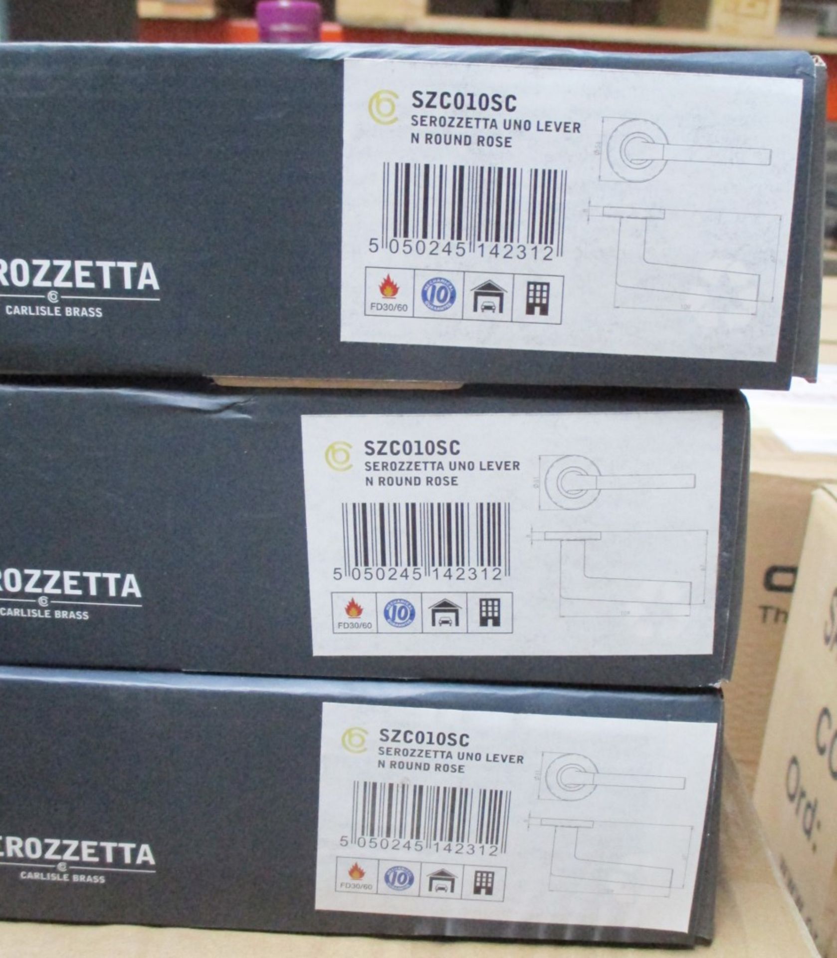 3 x Pairs Serozzetta Uno Internal Door Handle Levers in Satin Chrome - Brand New Stock - Product - Image 2 of 3