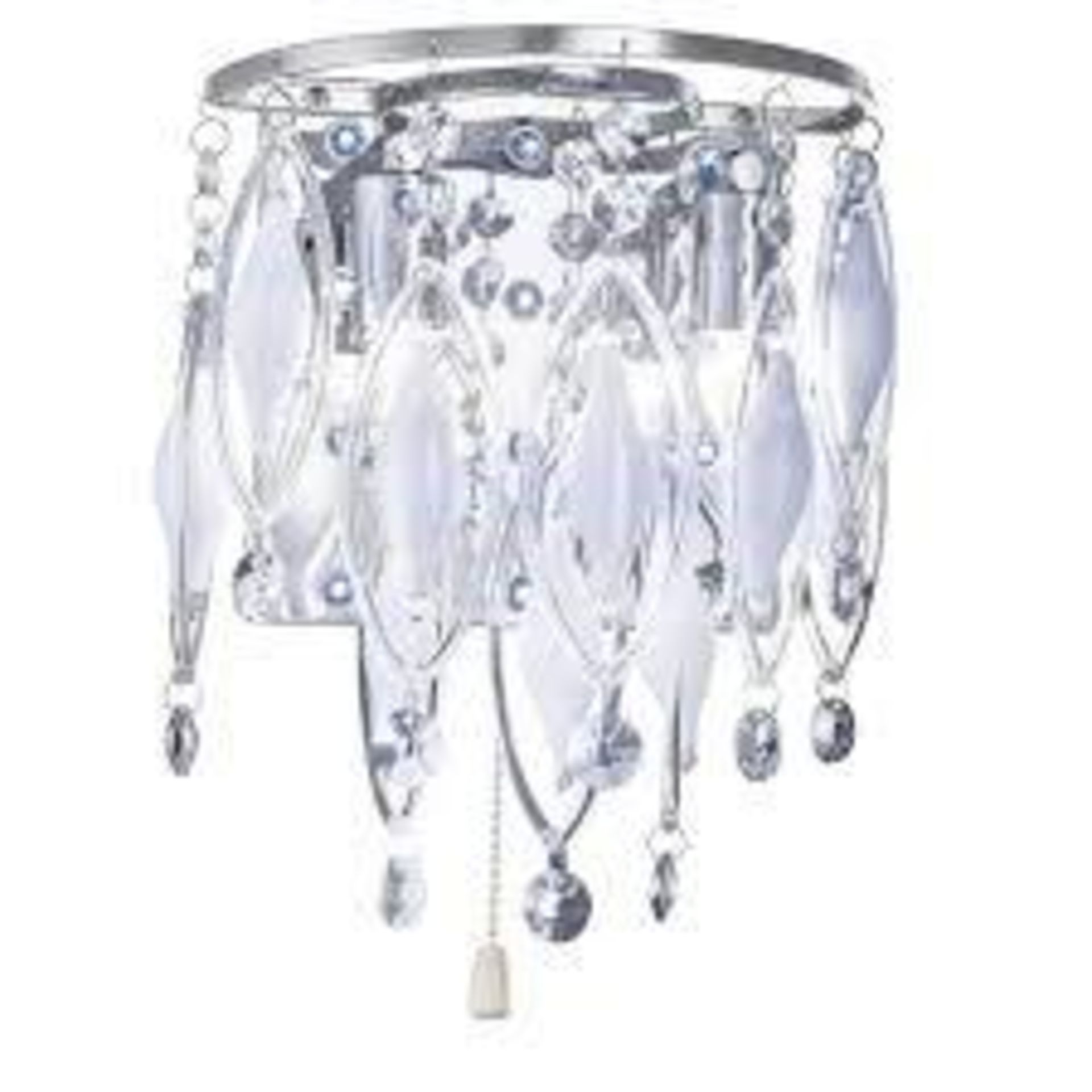 1 x Searchlight Spindle Wall Bracket in a chrome finish with white and clear glass drops - Ref: 3352 - Image 5 of 5
