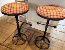 4 x Cast Iron Bar Stools With Stunning Metalwork, Foot Rests and Drop-in Cushioned Seat Pads - Dimen