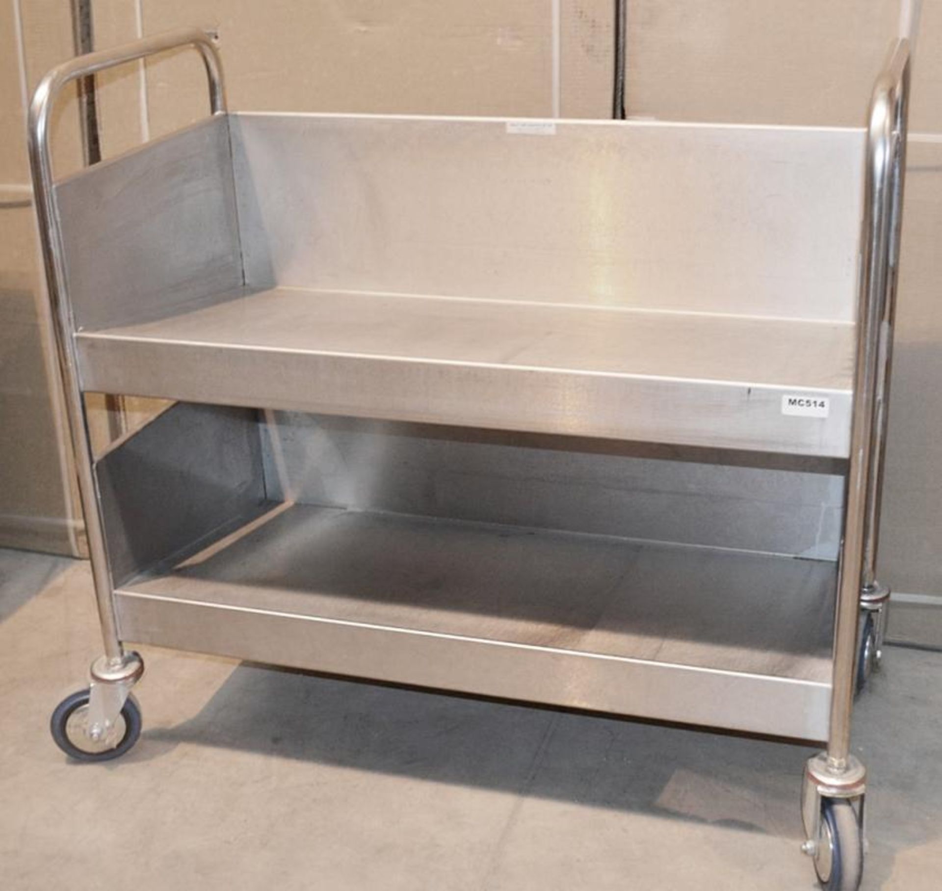 1 x Stainless Steel Commercial Kitchen Trolley With Slanted Shelves - Dimensions: W100 x D50 x H97cm - Image 5 of 5