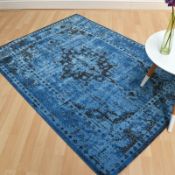1 x Vintage Style Persian Inspired 'Revive' Rug In Blue - Ref: LF311 - Dimensions: 120 x 170cm - New