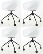 4 x Exquisitely Designed Office Swivel Chairs On Castors - Color: White Seat / Black Base - 244 A6 -