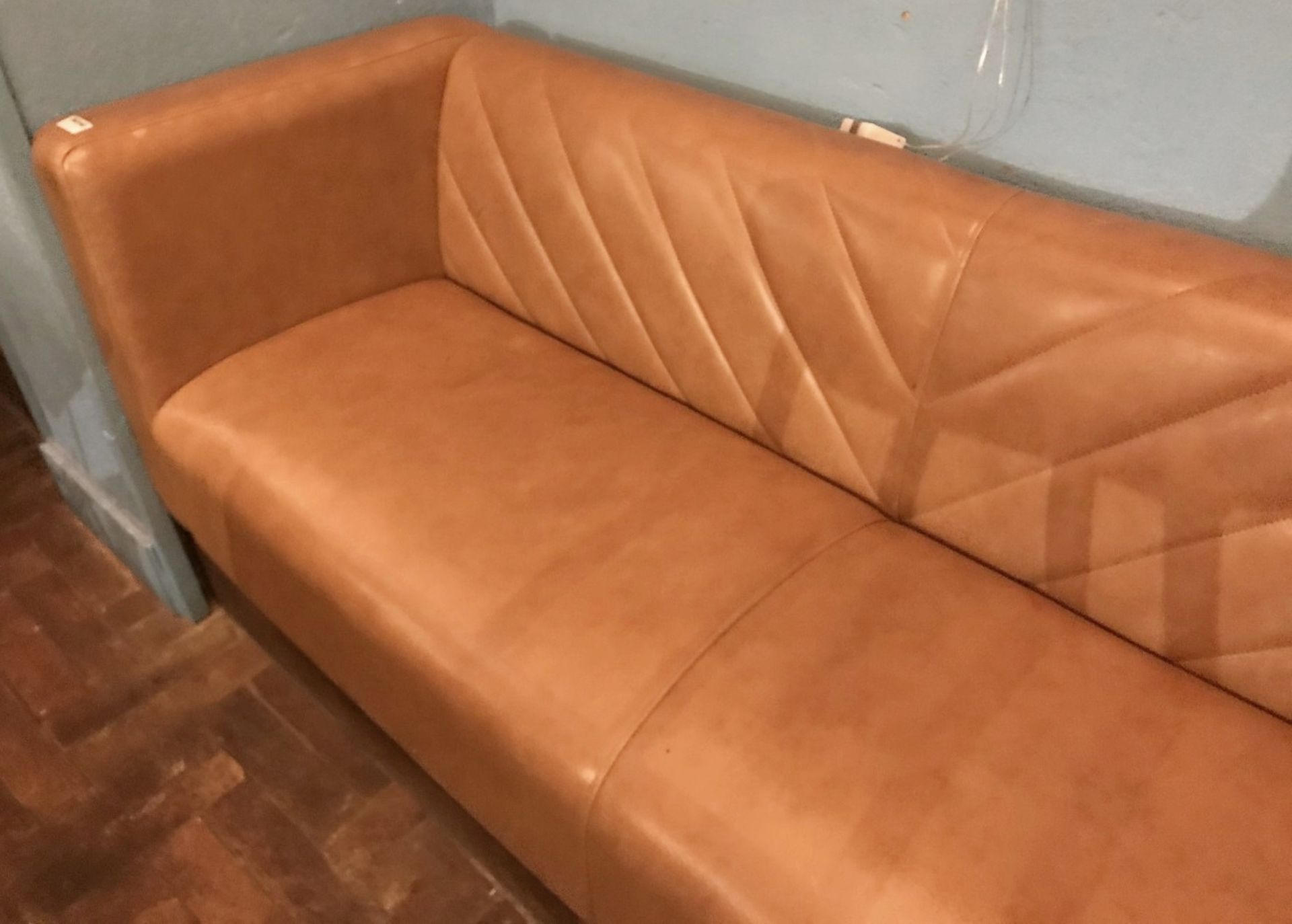 1 x Tan Leather Sofa - Size H45/77 x W182 x D61 cms - CL554 - Ref IM240 - Location: London E1 - Image 5 of 5