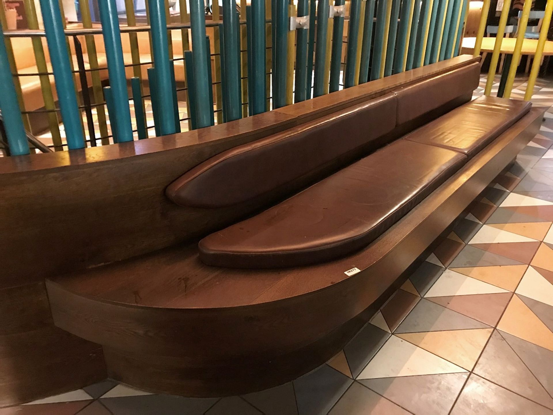 1 x Contemporary Curved Seating Bench With Walnut Finish and Seating Pads - Approx Size H47 x W340 x - Image 4 of 7