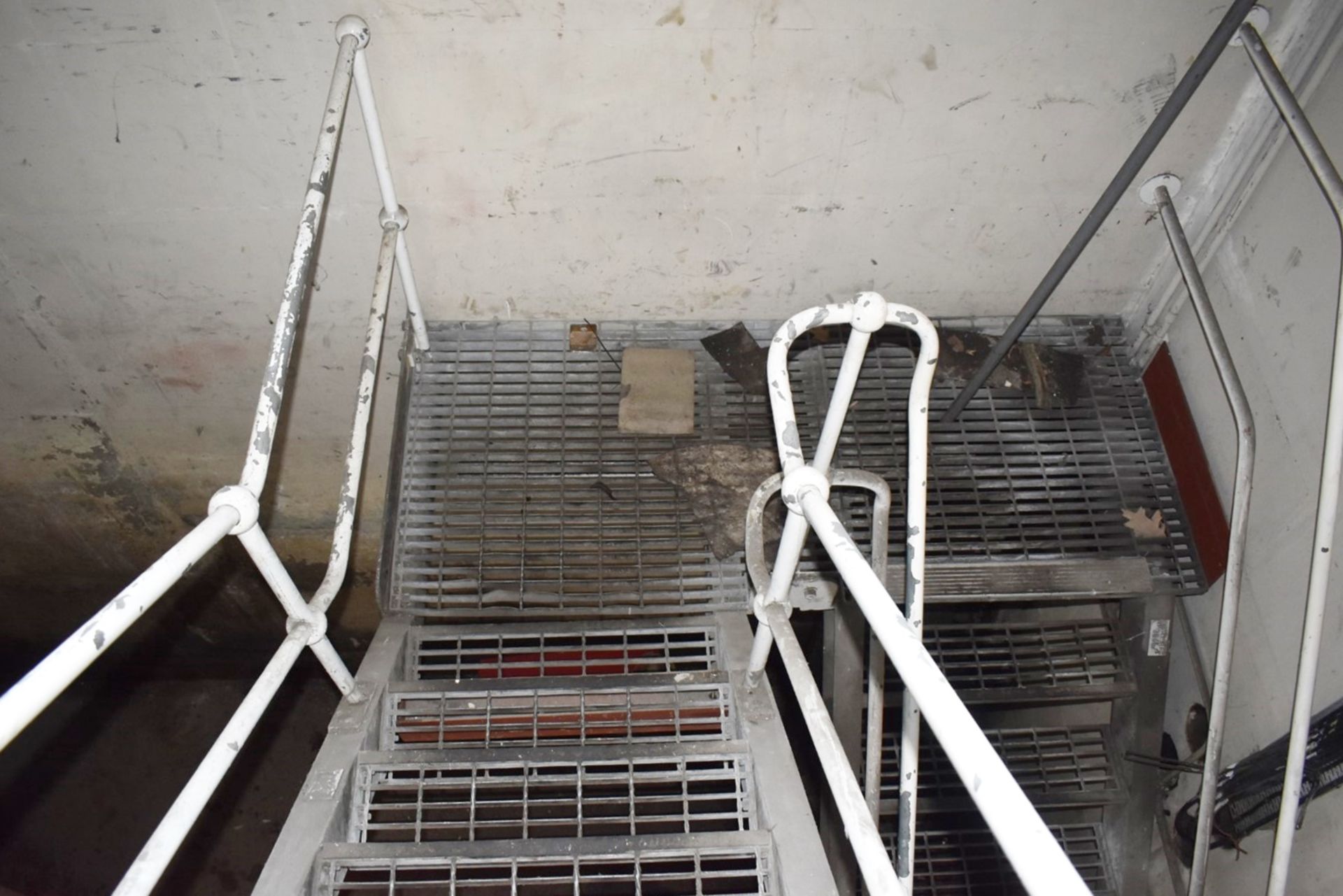 1 x Steel Staircase With Hand Rails, Perforated Steps and Platform - Approx Dimensions: Overall - Image 3 of 4