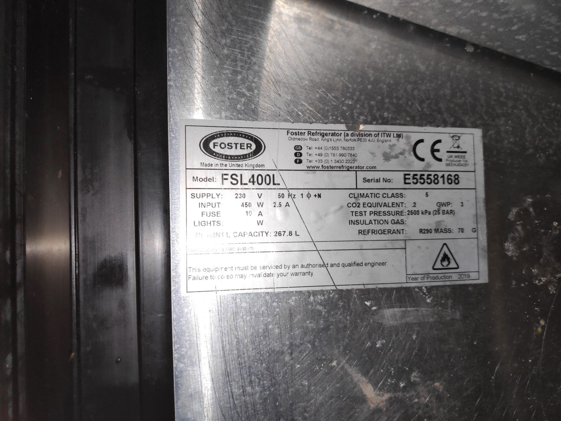 1 x Foster FSL400L Upright Freezer - Recently removed from London premises of a well-known - Image 2 of 2