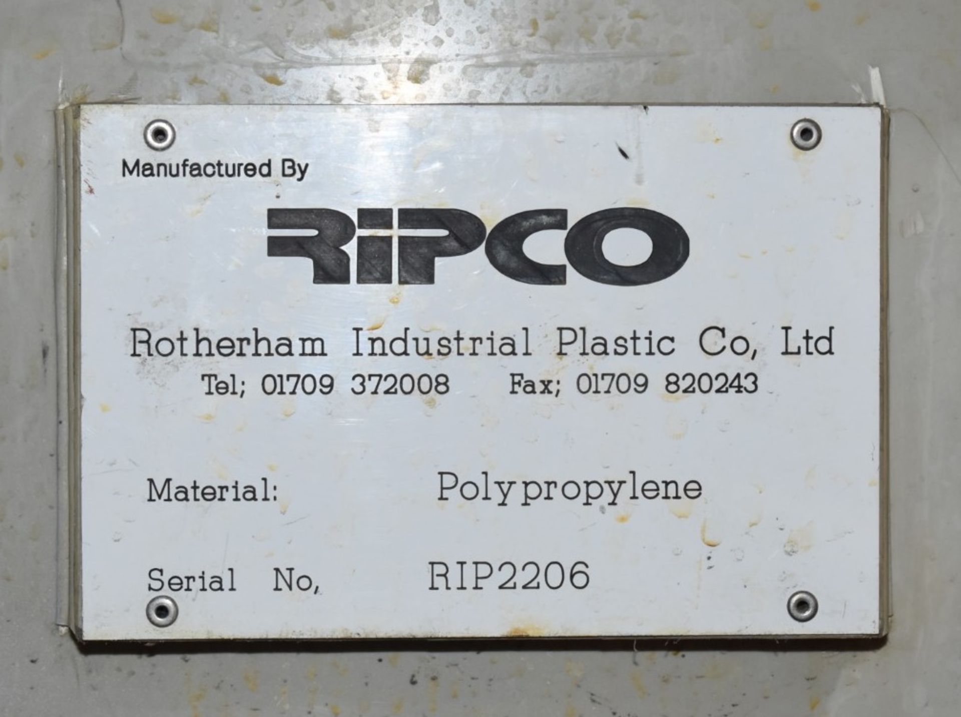 1 x Ripco Polypropylene Industrial Plastic Storage Tank - Previously used as an Acid Dilution Tank - - Image 2 of 8