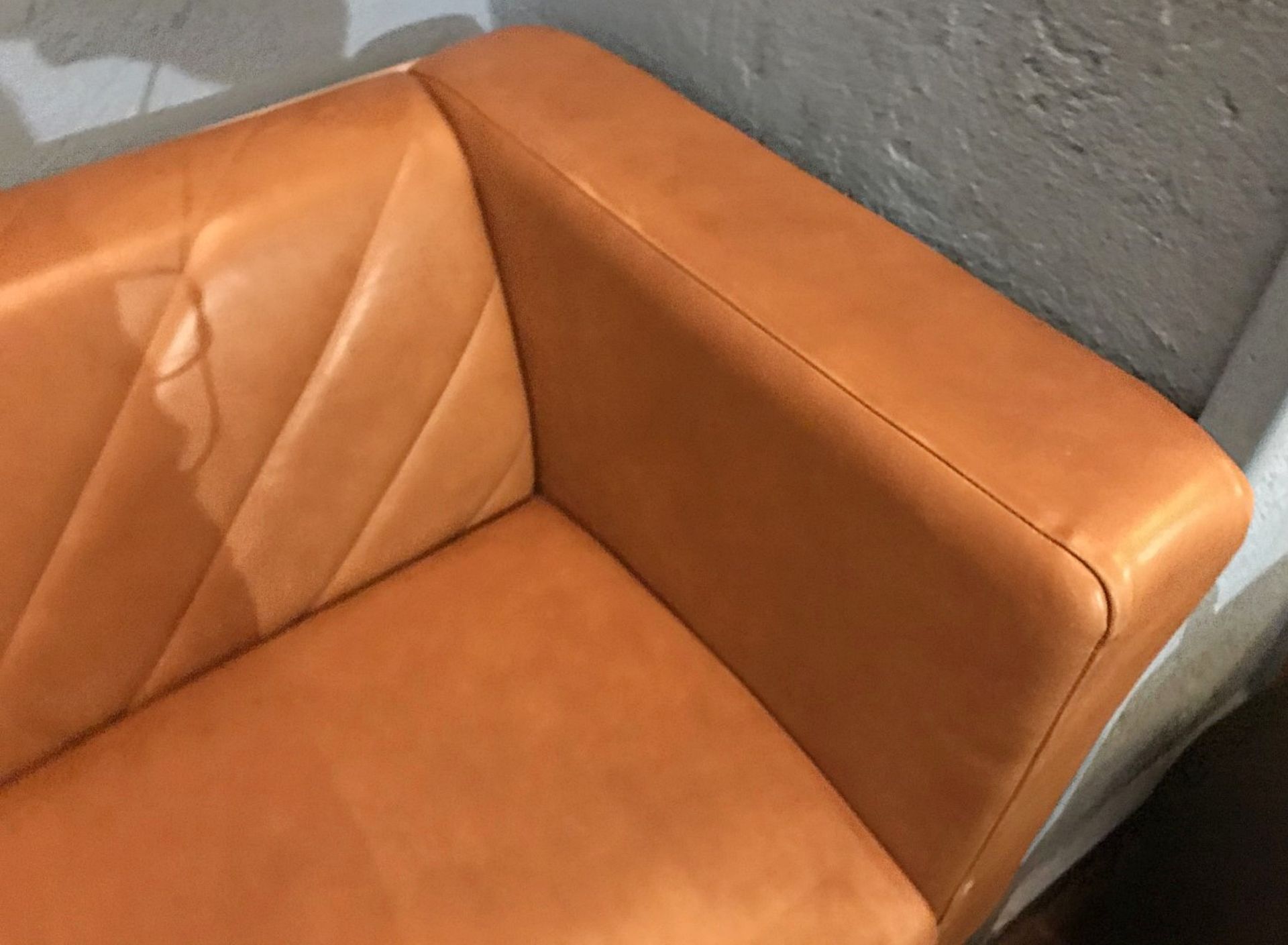 1 x Tan Leather Sofa - Size H45/77 x W182 x D61 cms - CL554 - Ref IM240 - Location: London E1 - Image 3 of 5