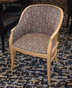 8 x Light Wooden Dining Tub Chairs With Leaf Design Upholstery - Ideal For Conservatories, Clubs,
