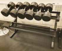 6 x Dumbbell Weights With Stand - X Branded With 22kg and 30kg Dumbbells - CL552 - Location: West