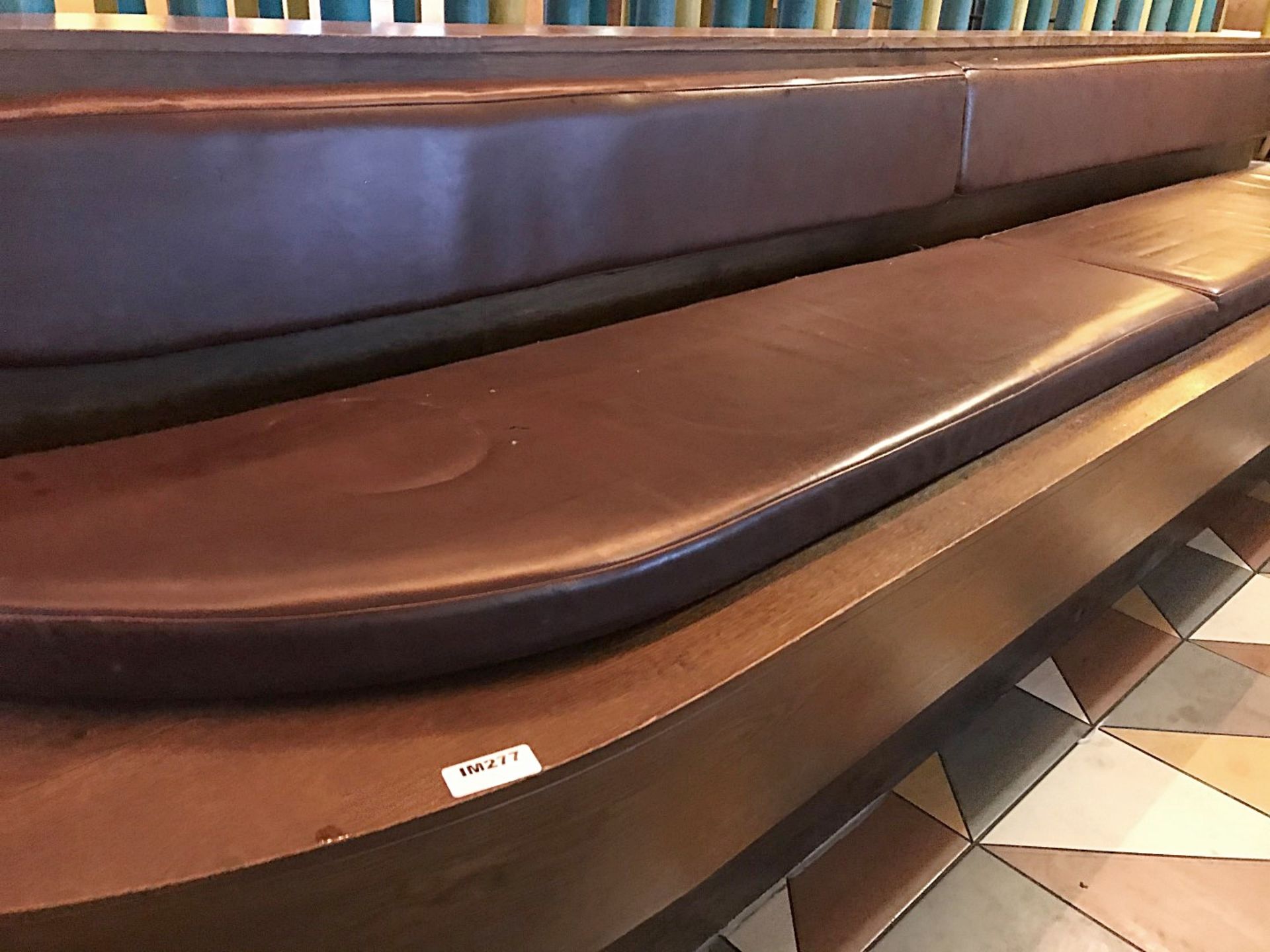 1 x Contemporary Curved Seating Bench With Walnut Finish and Seating Pads - Approx Size H47 x W340 x - Image 7 of 7