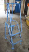 1 x Three Tread Stepladder With Hand Rail and Castors - Ref EP184 - CL451 - Location: Scunthorpe,