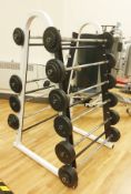 10 x Barbell Weight Bars With 52 Weight Discs and Stand - CL552 - Location: West Yorkshire