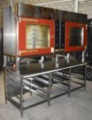 1 x Tom Chandley Double C5 60X40 Pie Oven With Stainless Steel Baking Tray Prep Bench - CL455 - Ref