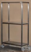 1 x Stainless Steel 2 Tier Mobile Shelf Unit For Commercial Kitchens - H170 x W90 x 45 cms - CL533 -