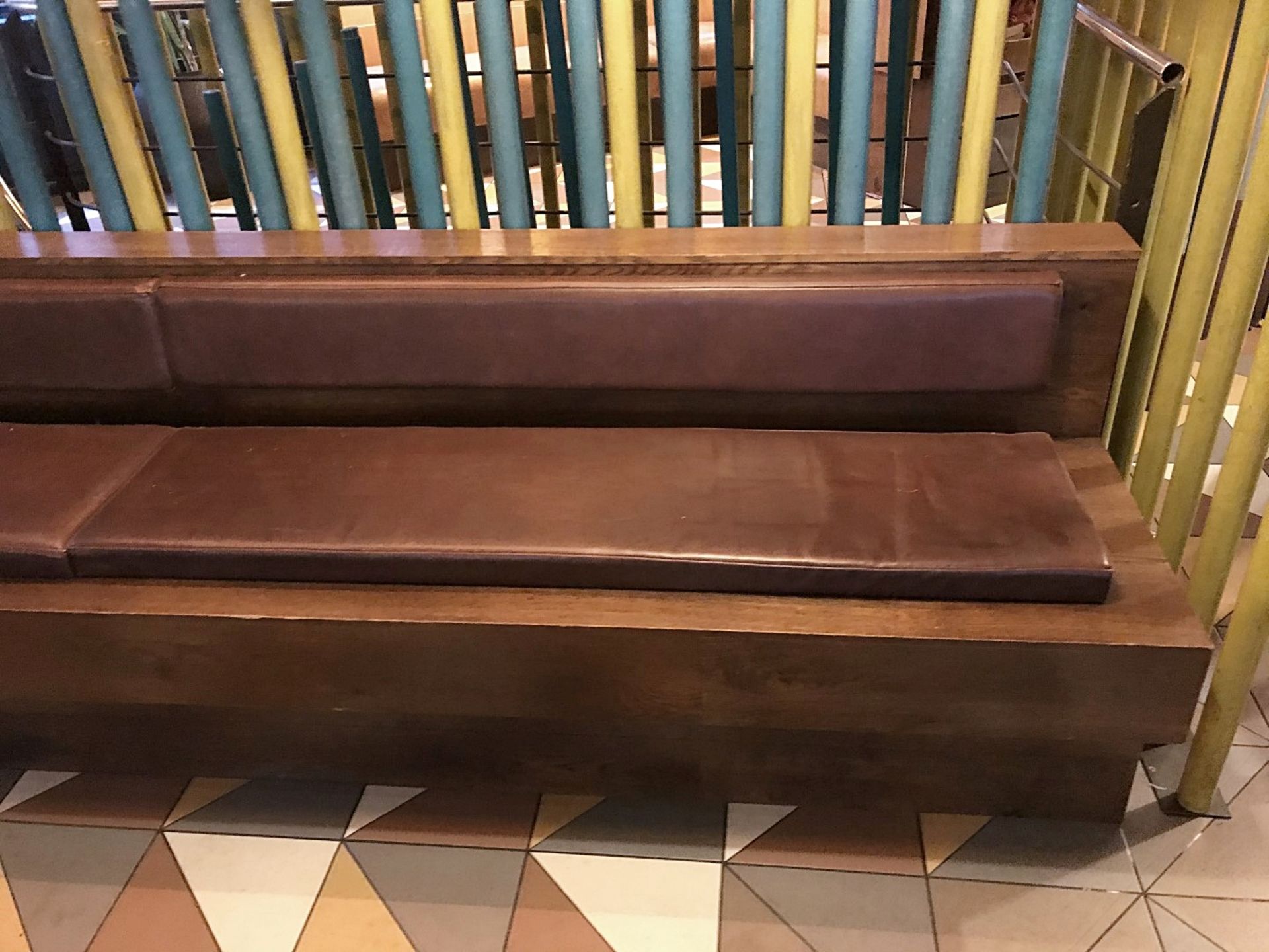 1 x Contemporary Curved Seating Bench With Walnut Finish and Seating Pads - Approx Size H47 x W340 x - Image 3 of 7