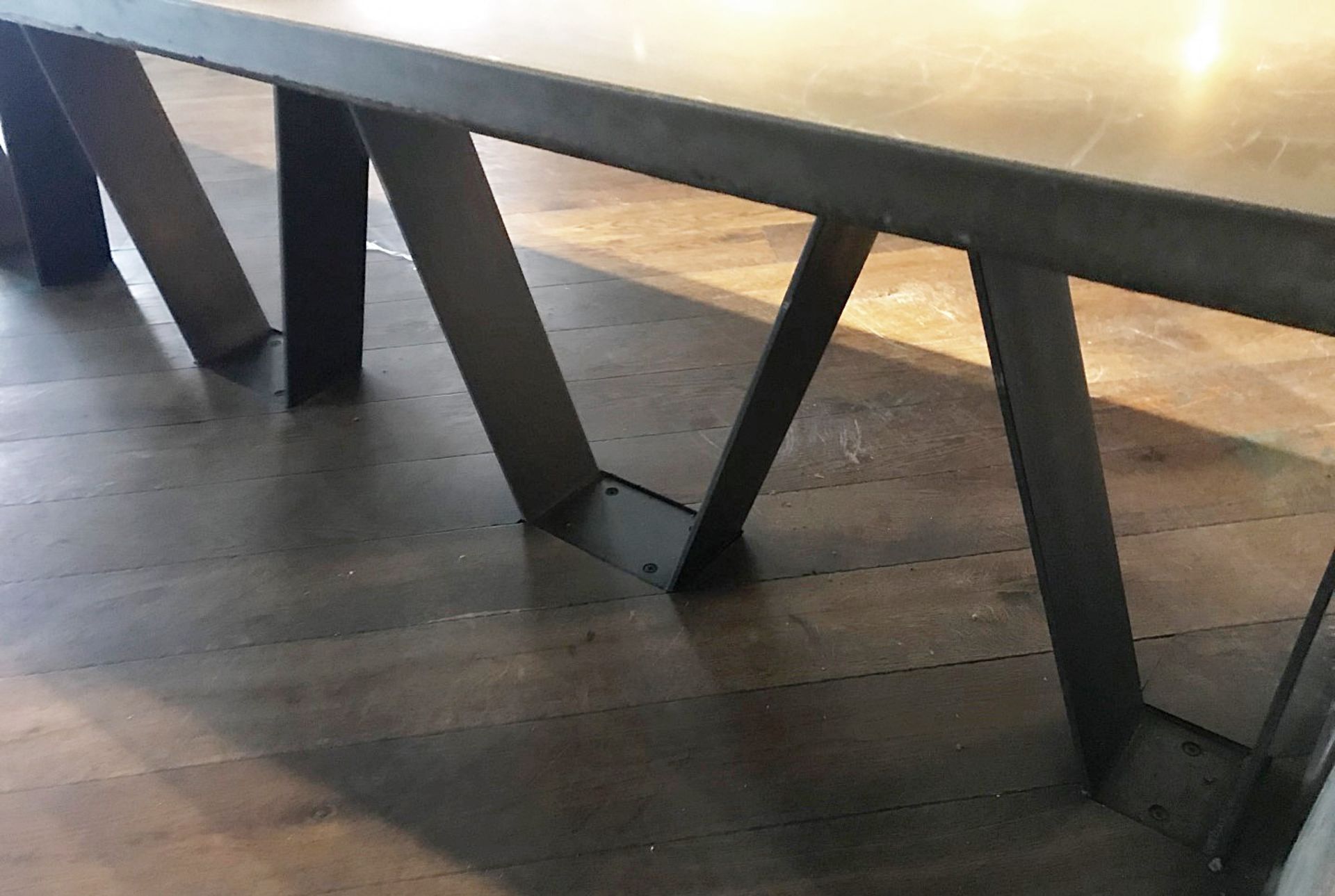 1 x Bespoke Industrial Style 10ft Long Concrete Topped Banquetting Restaurant Table - Image 7 of 9
