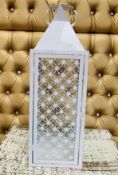 4 x White Storm Fillagree Lanterns - Dimensions: 62cm (h) x 20cm (w) - Pre-owned - CL548 - Location: