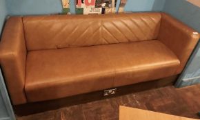 1 x Tan Leather Sofa - Size H45/77 x W182 x D61 cms - CL554 - Ref IM242 - Location: London E1