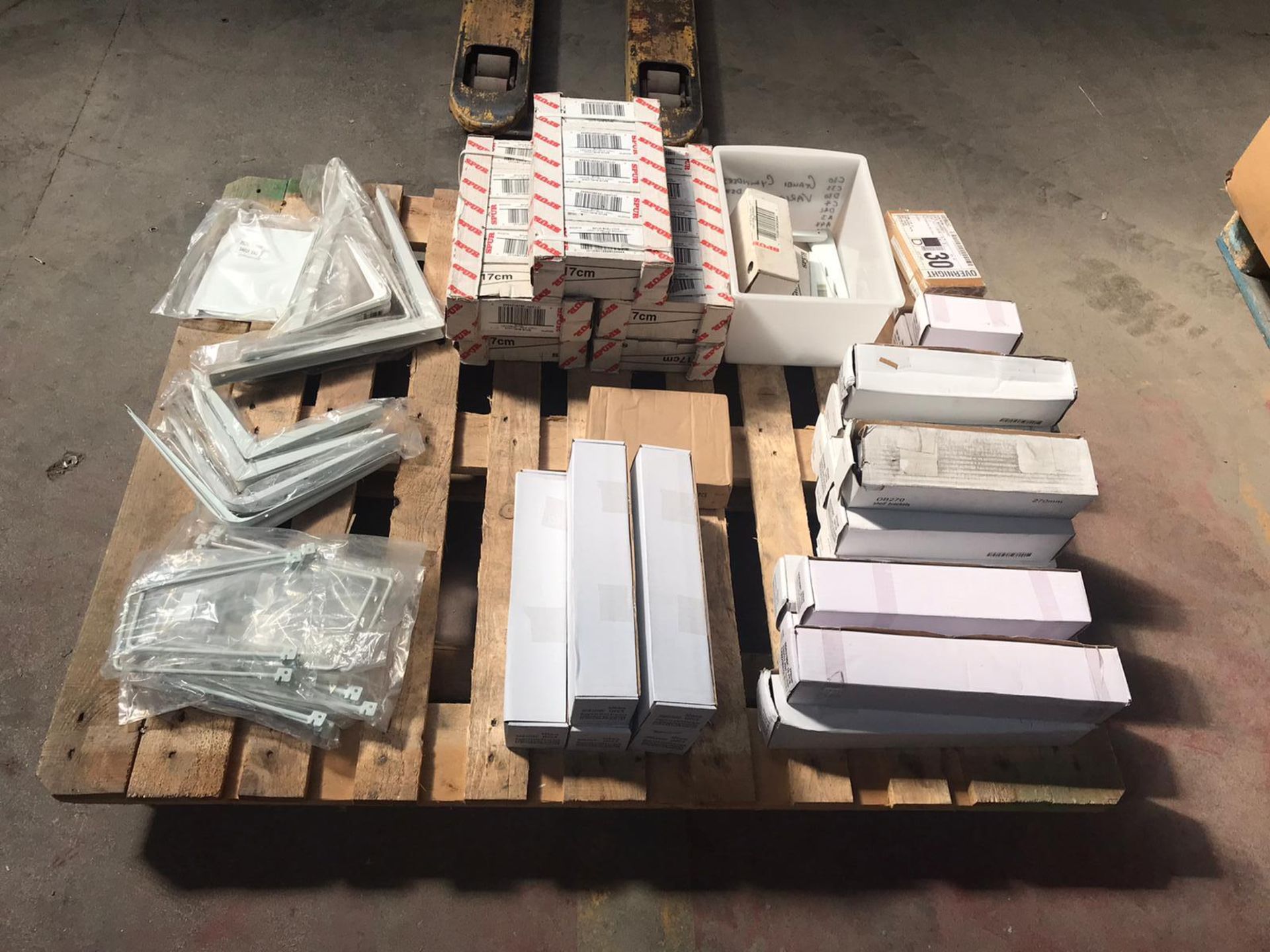 1 x Assorted Pallet Job Lot - Includes Shelving Brackets and Related Shelving Items - Includes