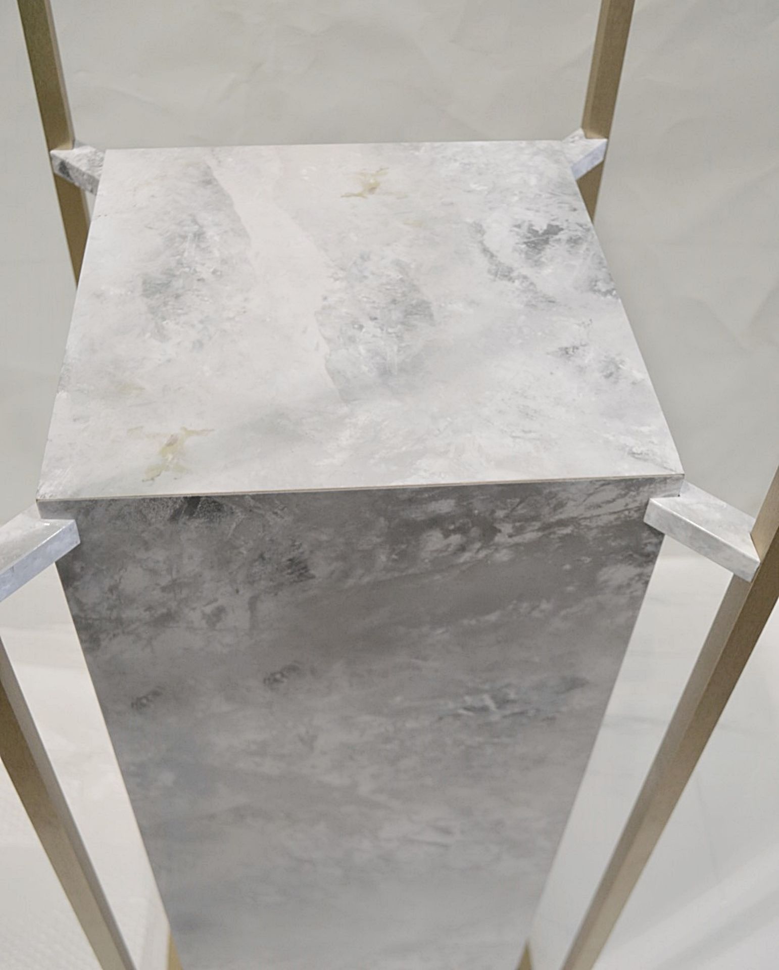 1 x 1.8 Metre Tall Freestanding Display Plinth With A Marble Effect Aestetic - Dimensions: H182 x - Image 3 of 4
