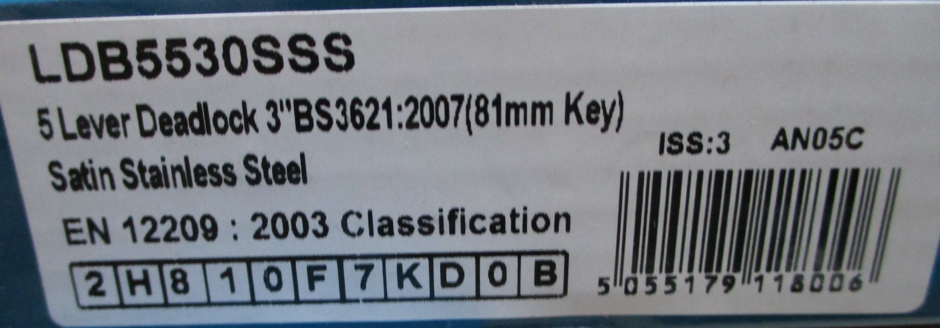 13 x Eurospec 5 Lever Deadlocks 3" in Satin Stainless Steel - Brand New Stock - Product Code: - Image 4 of 4