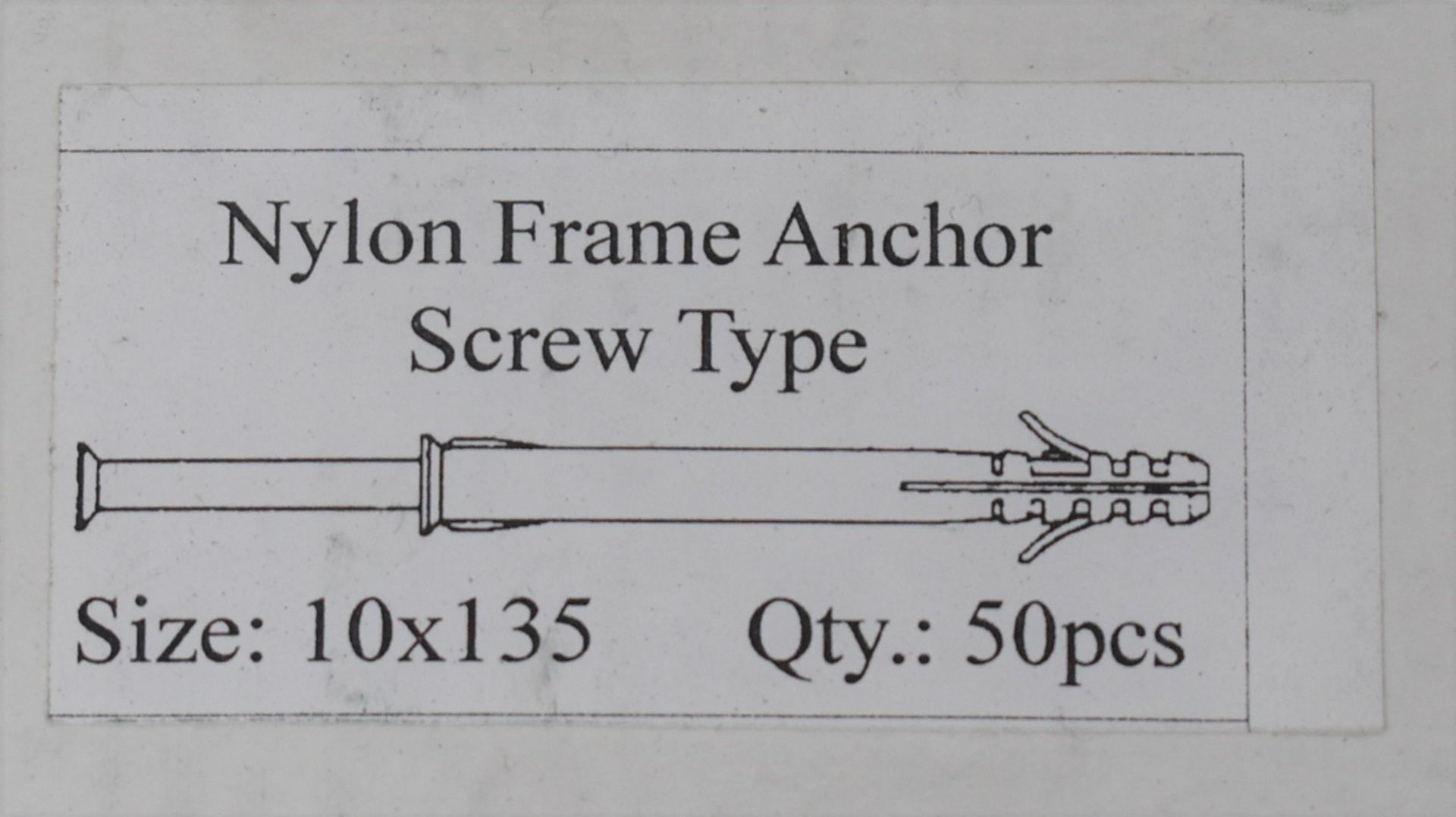 200 x Nylon Frame Screw Type Anchors - Size 10x135 - Supplied in 4 Boxes of 50 - Brand New Stock - - Image 3 of 3