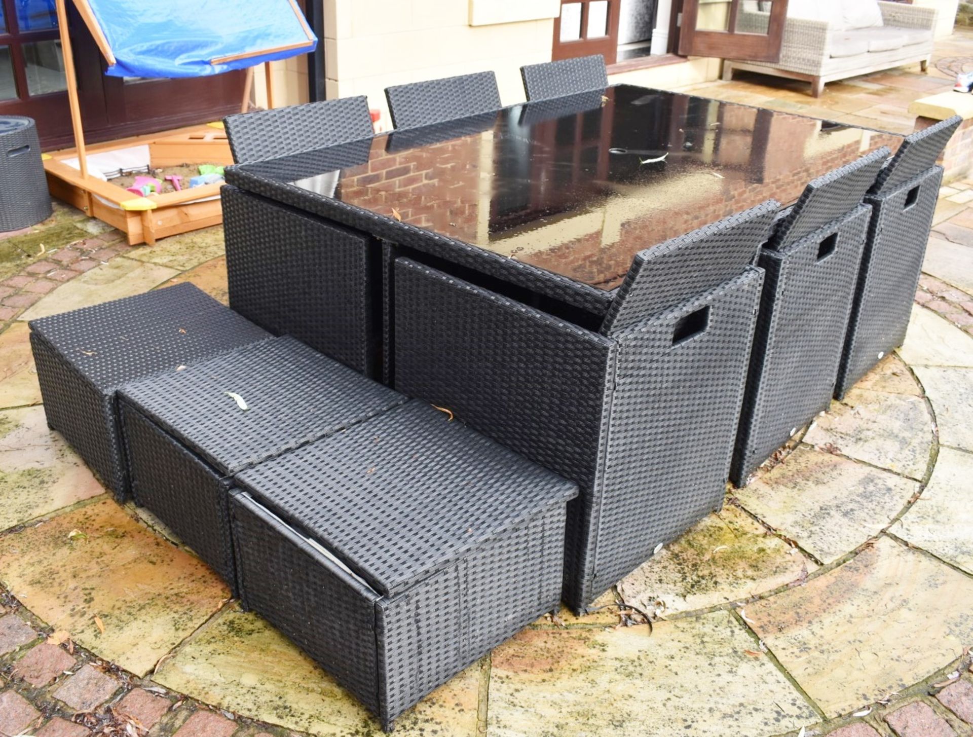 1 x Rattan 13 Piece Garden Furniture Set - Size H77 x W190 x D130 cms - CL546 - Location: Hale,