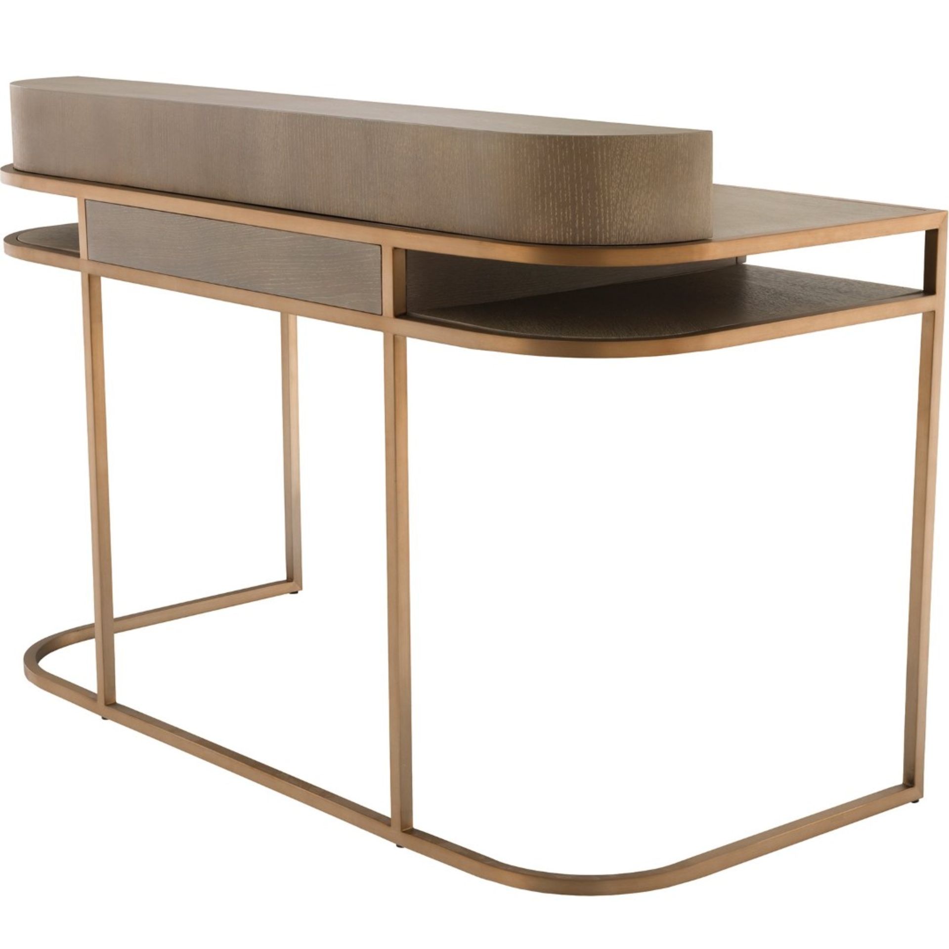 1 x EICHHOLTZ 'Highland' Designer Desk With Washed Oak And Brushed Brass Finishes - Ex-Display - - Image 4 of 12