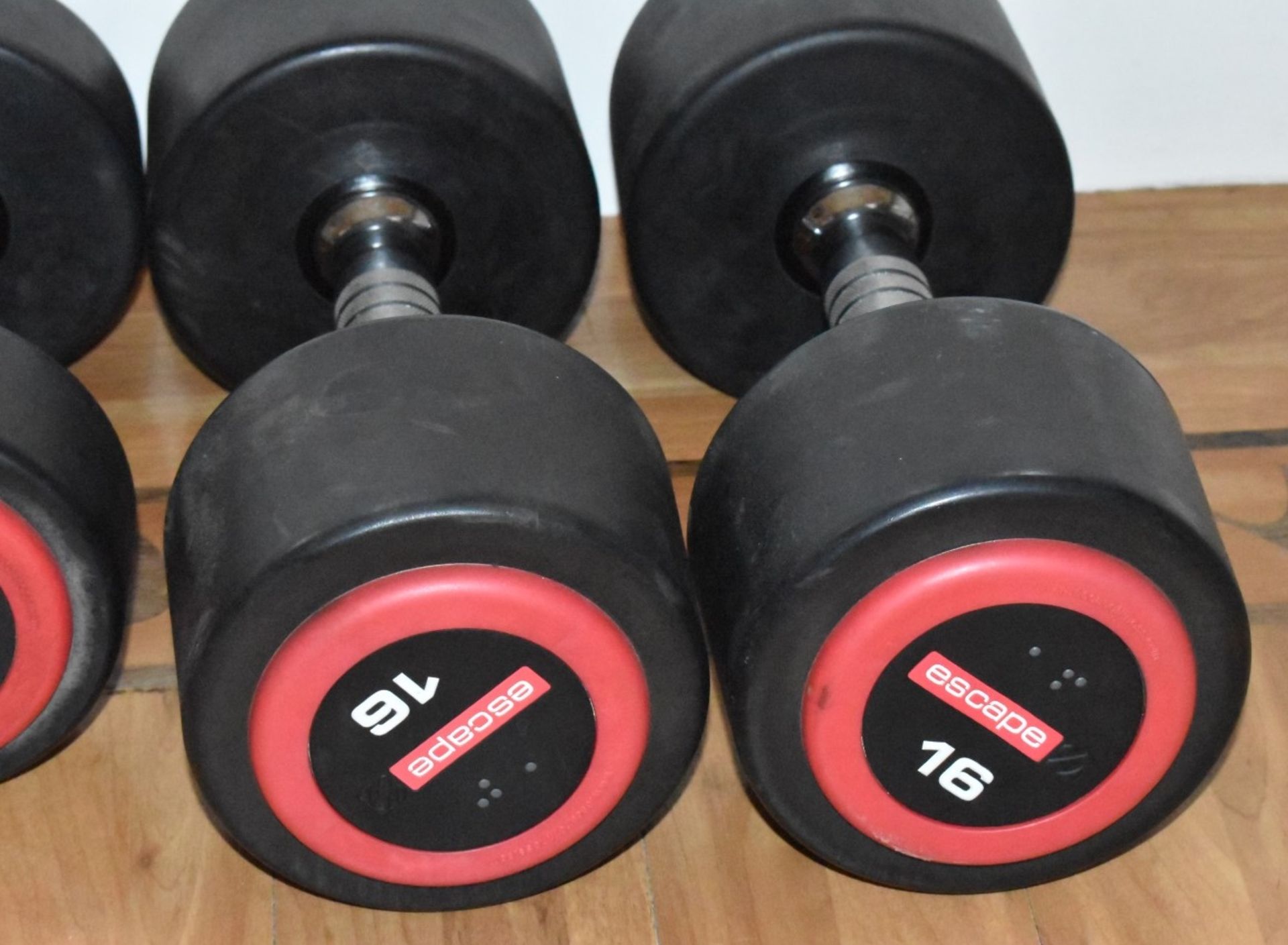 3 x Sets of Escape Polyurethane Dumbell Weights - Includes Pairs of 10kg, 16kg and 20kg Dumbells - 6 - Image 4 of 5