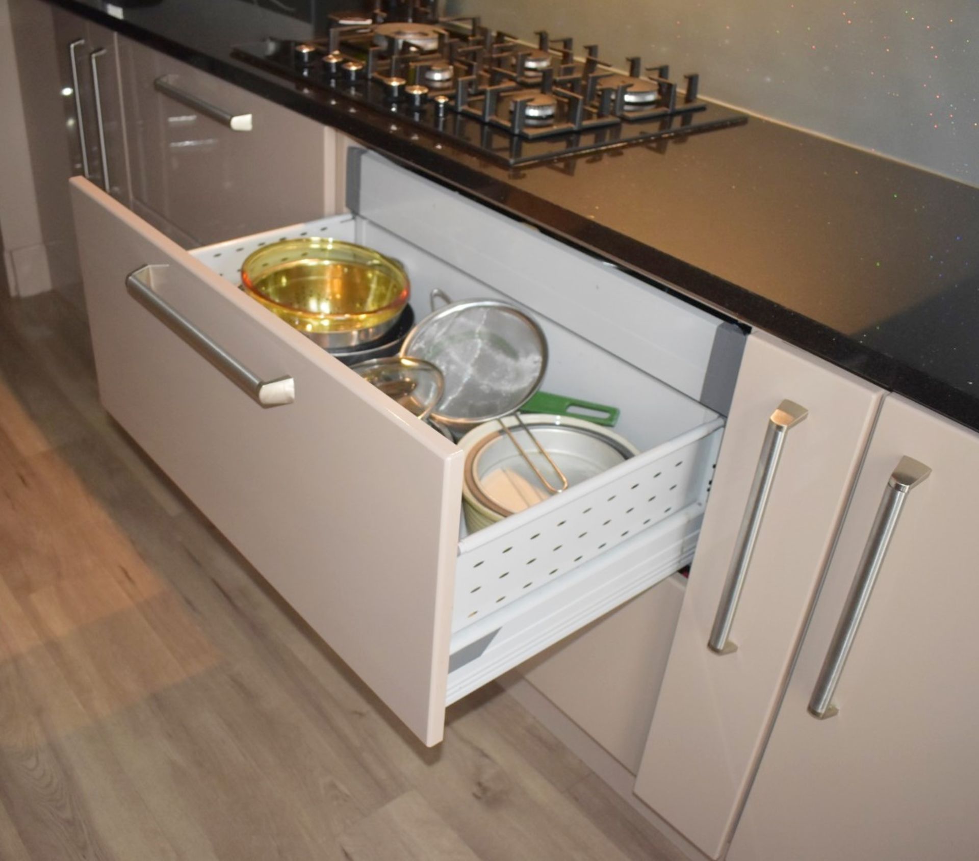 1 x Contemporary Mocha Fitted Kitchen Featuring Galaxy Granite Worktops, Breakfast Bar With Stools - Image 38 of 77