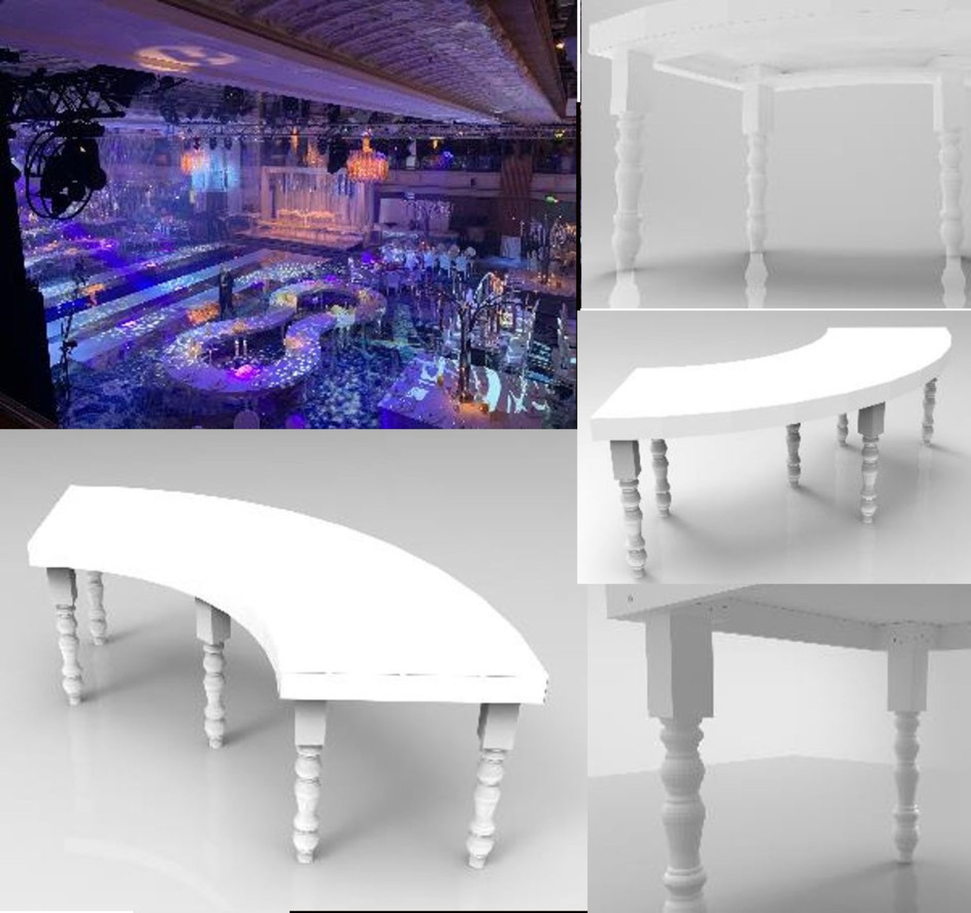 3 x Bespoke Curved Event/Dining Tables With A Laminate Finish - Great For Wedding Venues