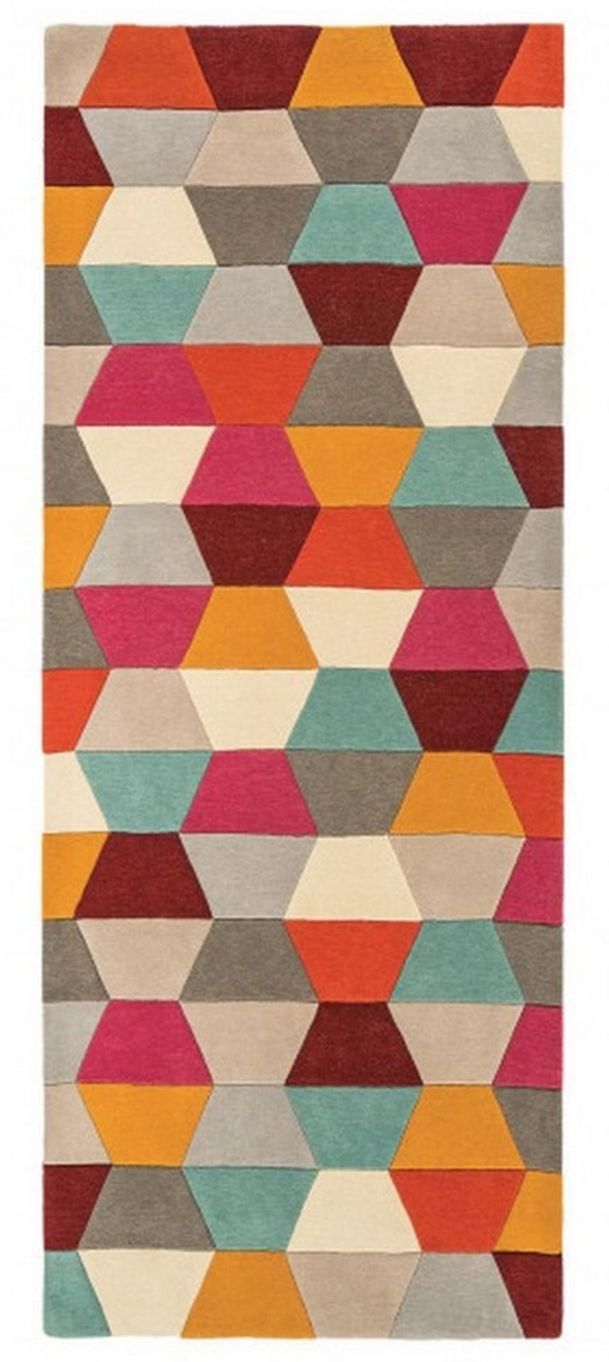 1 x Funk Honeycomb Bright Colourful Modern Hallway Runners - 100% New Zealand Wool - Handmade In - Image 5 of 6