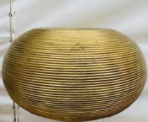 2 x Gold Wicker Ribbed Coffee Table or Seat - Dimensions: 74cm (w) x 34cm (h) - Pre-owned - CL548 -