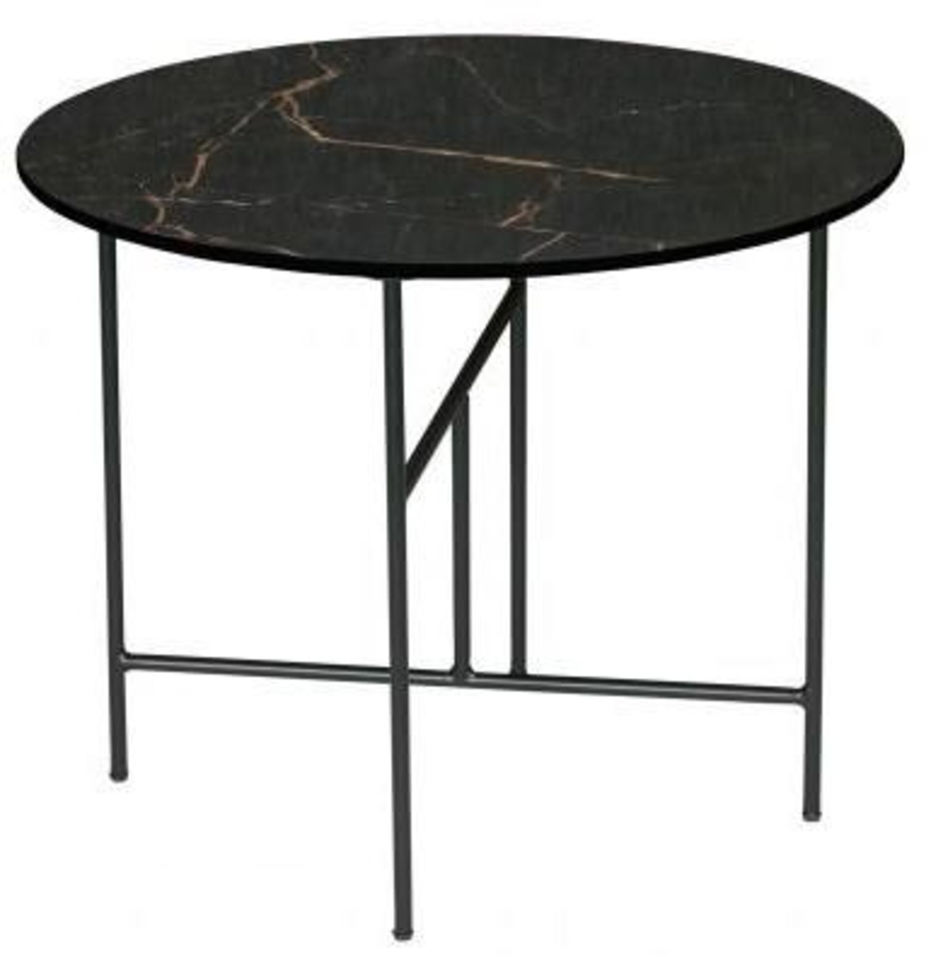 1 x VIDA Modern Round Coffee Table Featuring A Black Marbled Porcelain Tabletop - Produced By WOOOD - Image 2 of 4