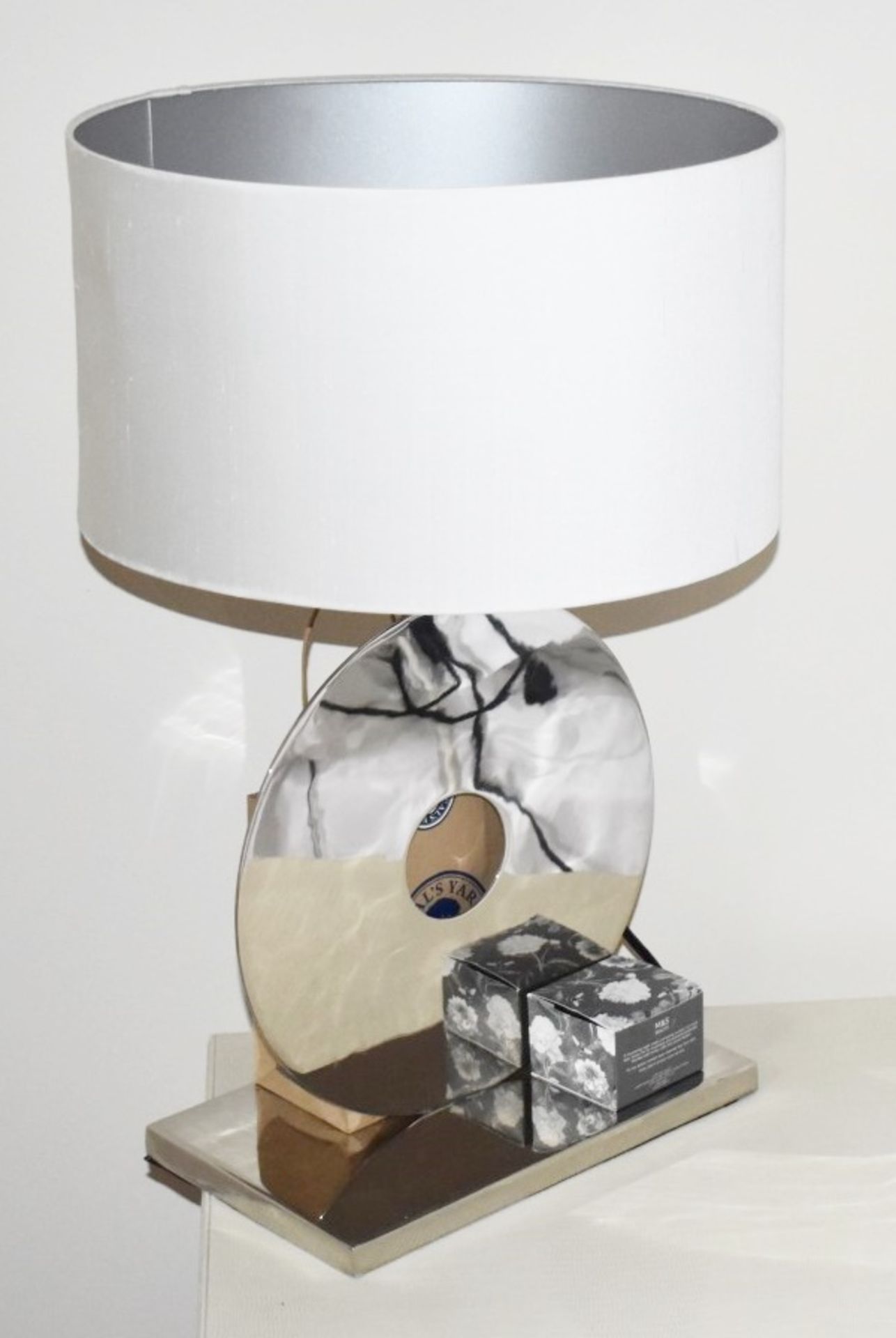 Pair of Table Lamps With Thin Chrome Base and White Shades - Height 55 cms - CL546 - Location: Hale, - Image 2 of 2