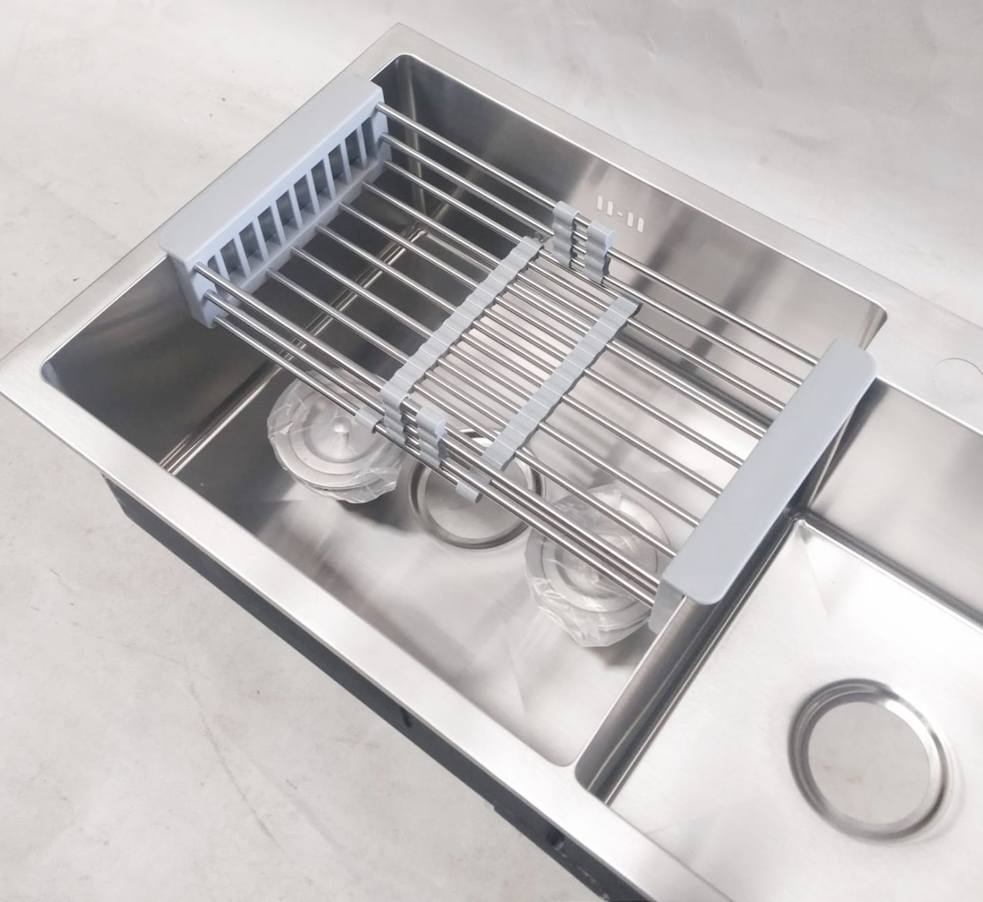 1 x Twin Bowl Contemporary Kitchen Sink Basin - Stainless Steel Finish - Model KS0059 - Includes - Image 7 of 16