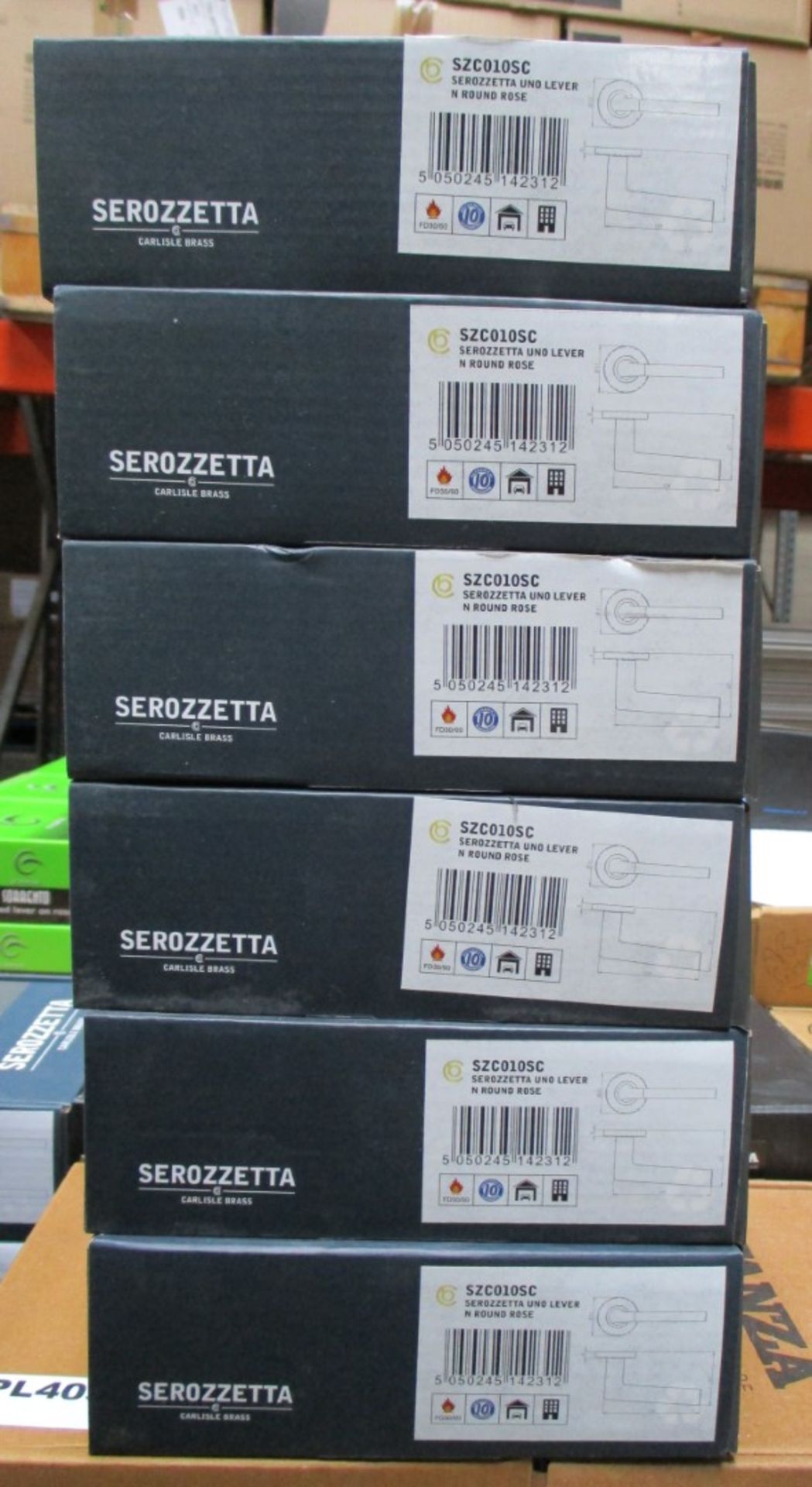 6 x Pairs of Serozzetta Uno Internal Door Handle Levers in Satin Chrome - Brand New Stock - - Image 4 of 4