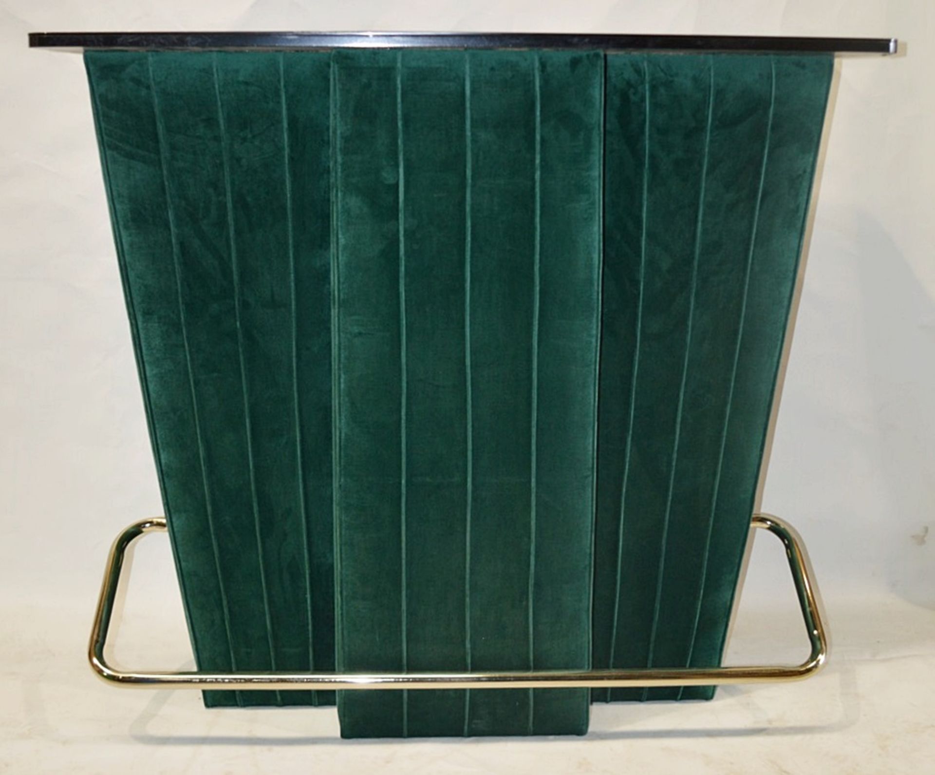 1 x EICHHOLTZ 'Bolton' Opulent Art-Deco Black Glass Topped Bar Unit, Upholstered In Green Velvet - - Image 4 of 10