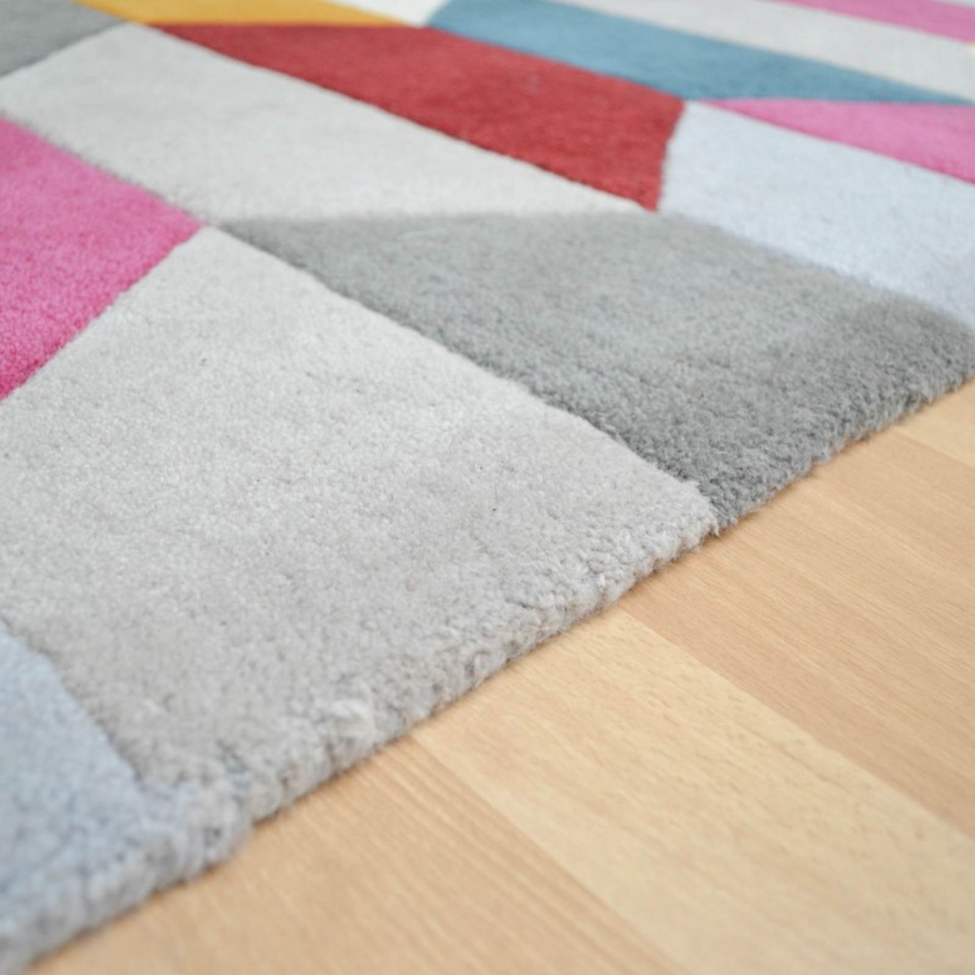 1 x Funk Honeycomb Bright Colourful Modern Hallway Runners - 100% New Zealand Wool - Handmade In - Image 3 of 6