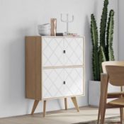 1 x 'Brigitte' Stylish 4-Door Cupboard With Geometric Etched Door - Dimensions: H125 x W82 x D45cm -