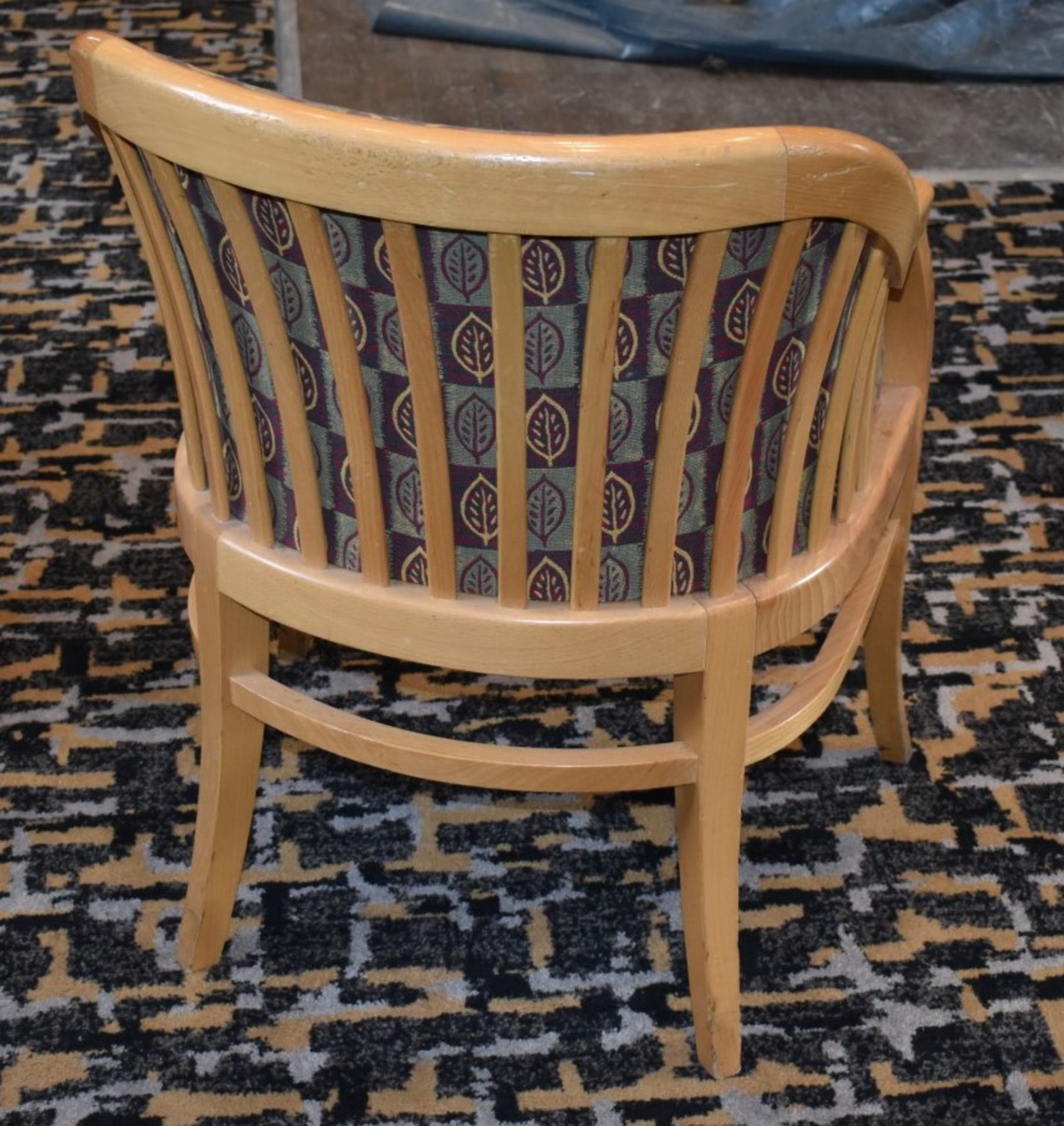 8 x Light Wooden Dining Tub Chairs With Leaf Design Upholstery - Ideal For Conservatories, Clubs, - Image 3 of 5