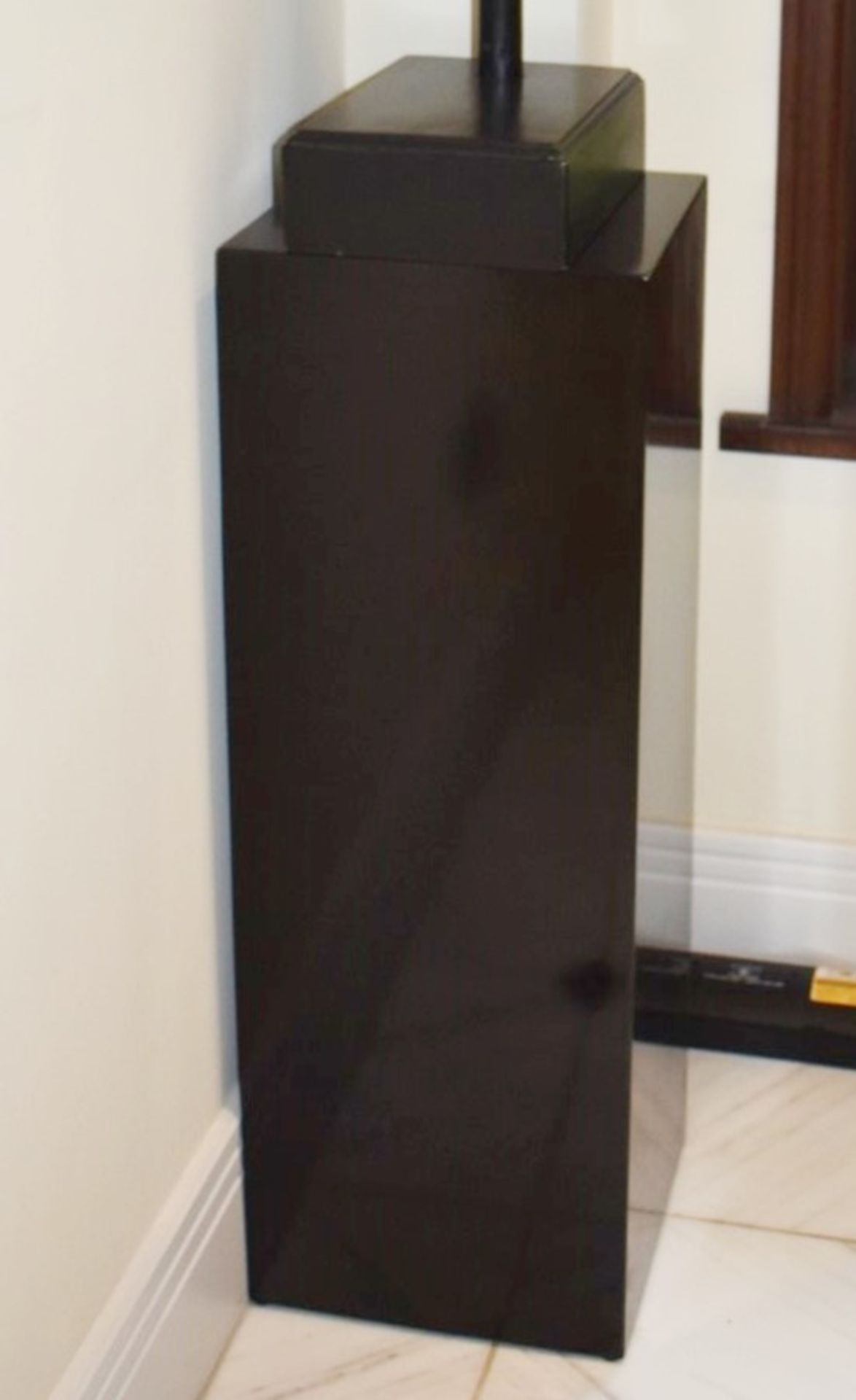 Pair of Tall Wooden Gallery Display Plinths With a Dark Wooden Finish - Ideal For The home, Art