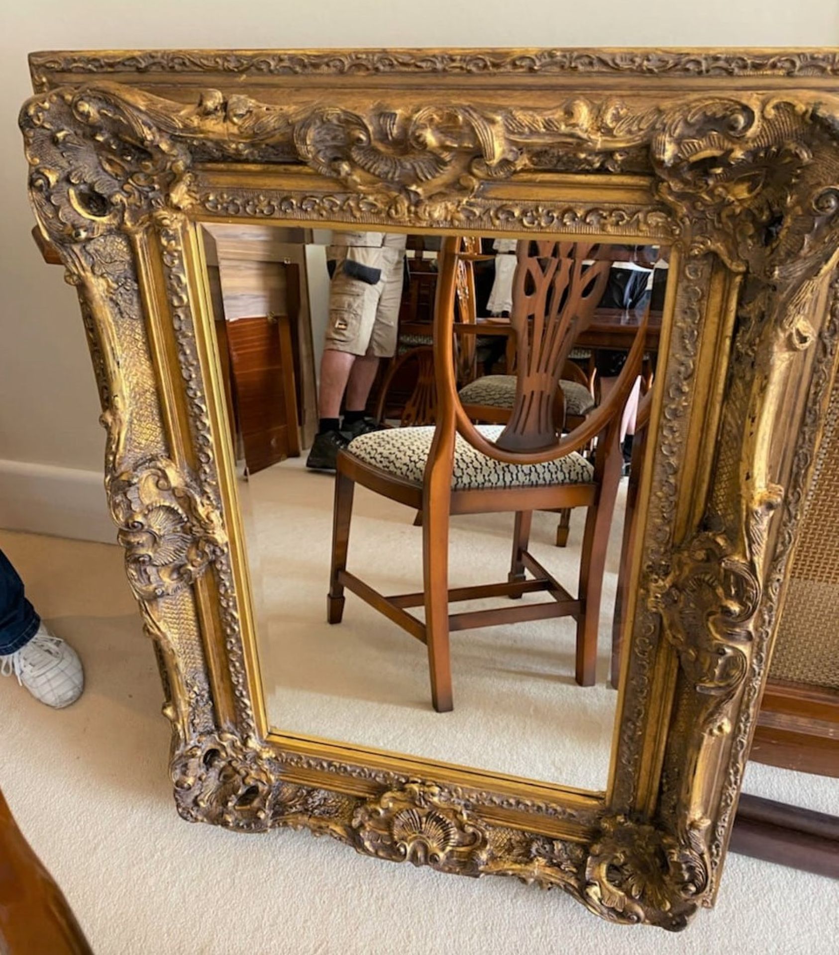 1 x Ornate Gold Wall Mirror With Bevelled Glass - Size: 107 x 82 cms - CL551 - Location: Hale,