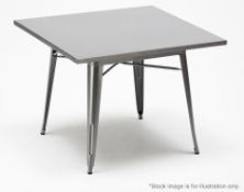 1 x Xavier Pauchard / Tolix Inspired Industrial Outdoor Table In Silver Grey - Dimensions: 80 x 80 x